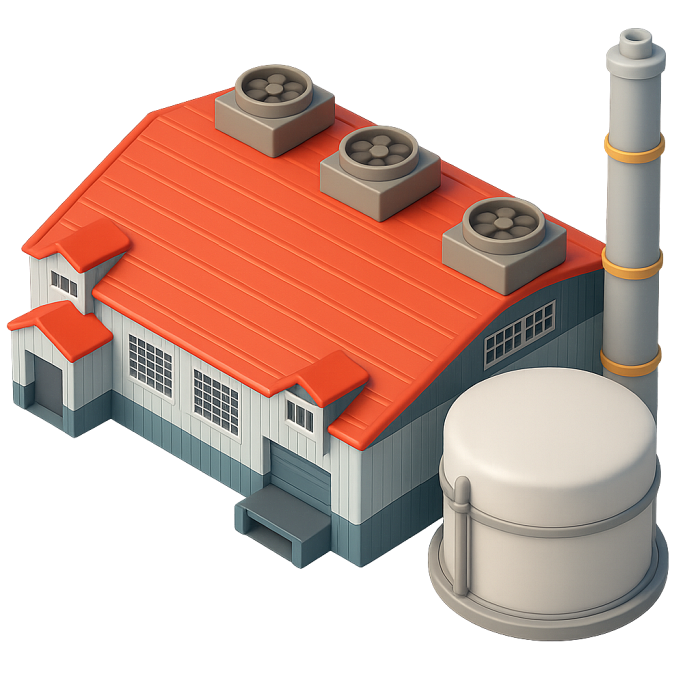 Factory building — business empire food processing plant, company management game production facility